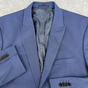 NEW H&M Men's Blue Slim Fit Sport Coat Suit Jacket Blazer 42R 1 Button Vented